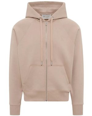 Ami Paris Ami De Coeur Embossed Hoodie - Natural