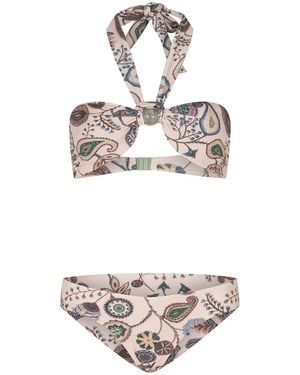 Silvia Tcherassi Valderice Paisley-Print Bikini - White