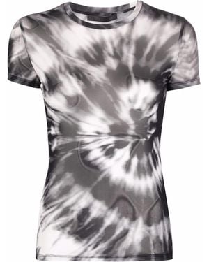 Philipp Plein Tie Dye-Print Semi-Sheer T-Shirt - Grey