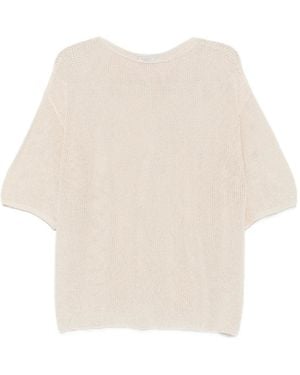 Antonelli Magnolia Crew Neck Knitted Top - Natural