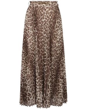 Zimmermann Sunray Leopard-Print Pleated Skirt - Natural
