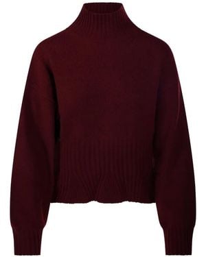 Allude Ribbed-Knit High-Neck Sweater - Rood