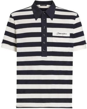 Dolce & Gabbana Polo Rayé En Jersey - Bleu
