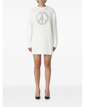 Moschino Embellished Peace Dress - White