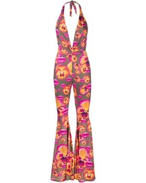 Amen Floral-Print Flared Jumpsuit