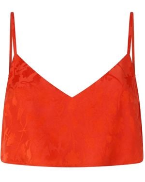 Pinko Jacquard Crop Top With Spaghetti Straps - Red