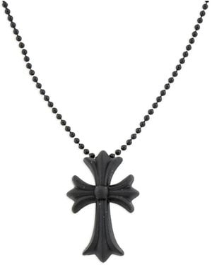 Chrome Hearts Glitter Cross-Pendant Necklace - Metallic