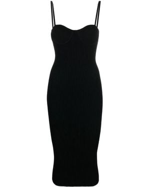Helmut Lang Sweetheart-Neck Midi Dress - Black