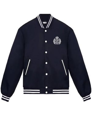Sporty & Rich Health & Wellness Crest Varsity Jacket - Blue