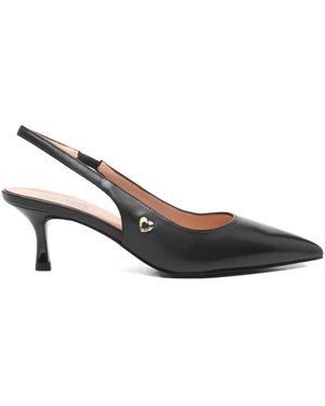 Love Moschino Heart-Appliqué Slingback Court Shoes - Metallic