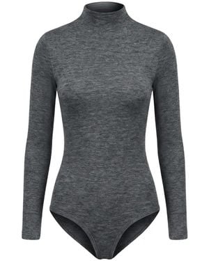 Jil Sander High-Neck Long-Sleeve Bodysuit - Gray