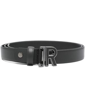 John Richmond Logo-Buckle Belt - Black