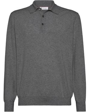 Brunello Cucinelli Polo Con Ricamo Logo - Bianco