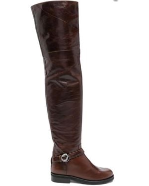 Coperni Leather Over-The-Knee Boots - Brown