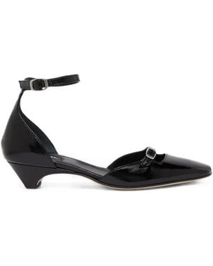 CAREL PARIS Emma Buckle-Strap Leather Ballet Flats - Black