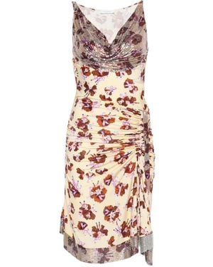 Rabanne Floral-Print Mini Dress - White