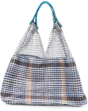 Epice Elziver Check-Pattern Mesh Shoulder Bag - Blue