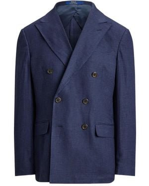 Polo Ralph Lauren Glen Plaid Double-Breasted Blazer - Blue