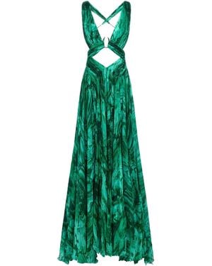 Roberto Cavalli Abstract-Print Gown - Green