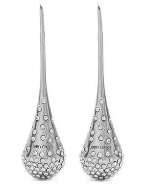 Jimmy Choo Crystal-Embellished Drop Earrings - White