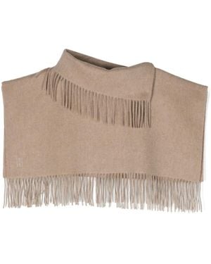By Malene Birger Fringed Wool Cropped Poncho - Natural