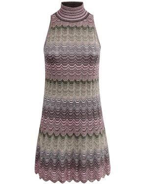 Missoni Abito Corto A Righe - Grigio