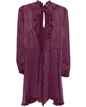 Twinset Abito Floral Lace Dress - Purple