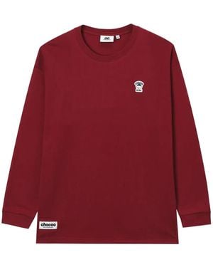 Chocoolate Logo-Patch Long-Sleeved T-Shirt - Red