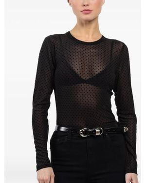 FRAME Polka Dot Long-Sleeved Top - Black
