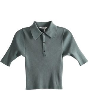 AURALEE Ribbed Polo Shirt - Blue
