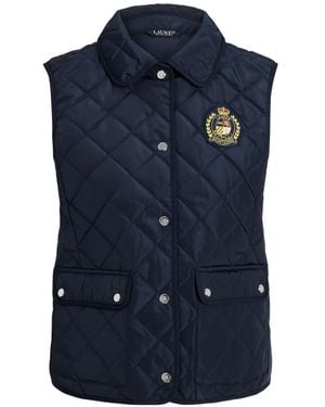 Ralph Lauren Quilted Crest-Patch Gilet - Blue