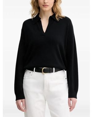 Benetton Polo-Collar Drop-Shoulder Jumper - Black