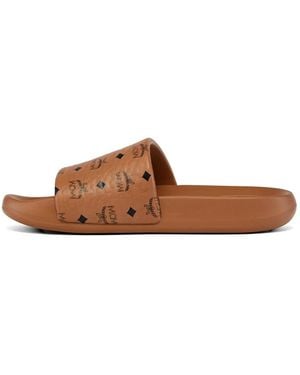 MCM Monogram-print Slides - Brown