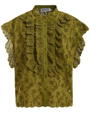 Essentiel Antwerp Broderie-Anglaise Ruffled-Detail Shirt - Green