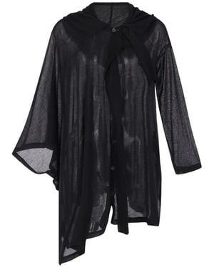 Yohji Yamamoto Asymmetric-Hem Hooded Jacket - Blue