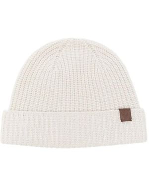 Eleventy Ribbed Beanie Hat - White