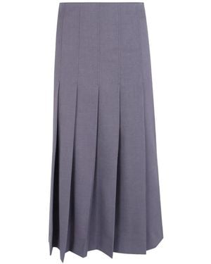 DR. HOPE Asymmetric Pleated Midi Skirt - Purple