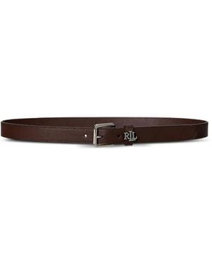 Ralph Lauren Logo Keeper Leather Belt - White