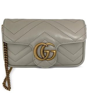 Gucci Matelassé Gg Marmont Shoulder Bag - Grey