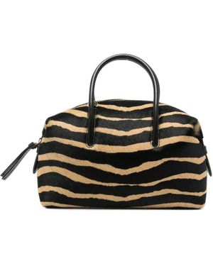 DeMellier Bolso Shopper Stockholm De Pelo De Becerro Con Estampado De Cebra - Negro