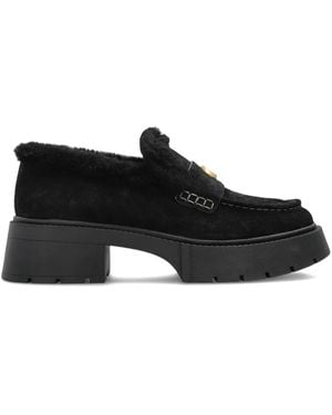 COACH Leah Shearling Logo Loafers - Black
