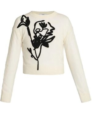 Erdem Floral-Motif Crew-Neck Sweater - White