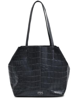 Bimba Y Lola Medium Embossed-Leather Tote Bag - Blue
