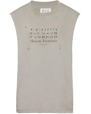 Maison Margiela Logo-Print Sleeveless Top - Grey
