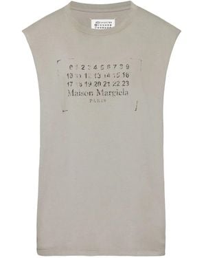 Maison Margiela Logo-Print Sleeveless Top - Grey