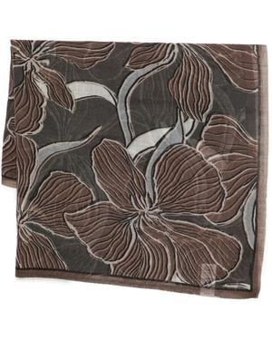 Marc O' Polo Floral Fringed Scarf - Grey