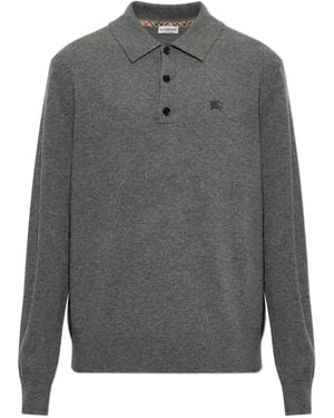 Burberry Polo De Manga Larga - Gris