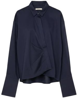 ODEEH Pleated Long-Sleeve Shirt - Blue