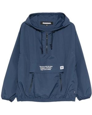 Neighborhood Logo-Print Hooded Jacket - Blue