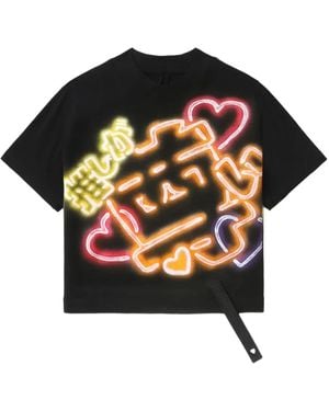 Doublet Graphic-Print Cropped T-Shirt - Black